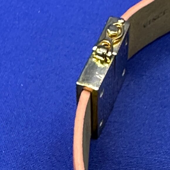 Vince Camuto “Marcel” Salmon Leather Bracelet Gold-Tone Squares Magnet Clasp. - Picture 4 of 14